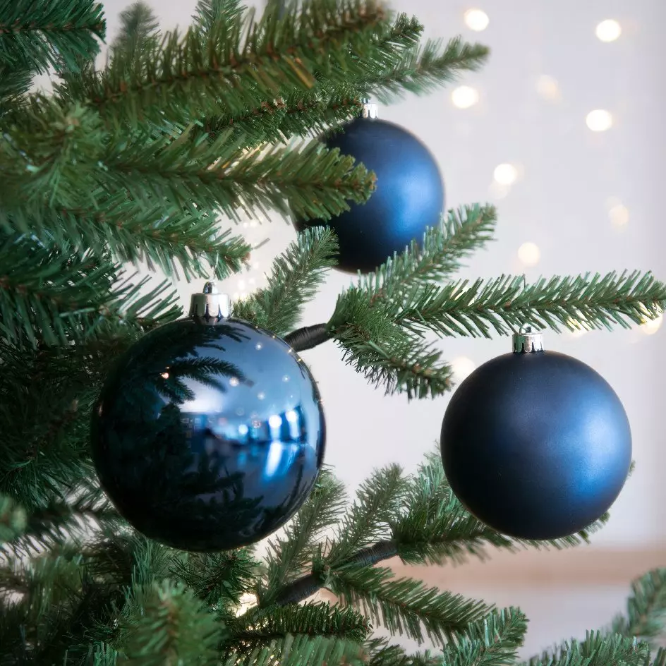 Lot de 4 boules de Noël (D100 mm) Alpine Bleu nuit