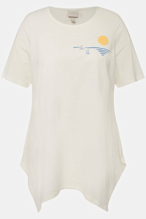 T-Shirt, Zipfelsaum, Rundhals, Halbarm, Biobaumwolle