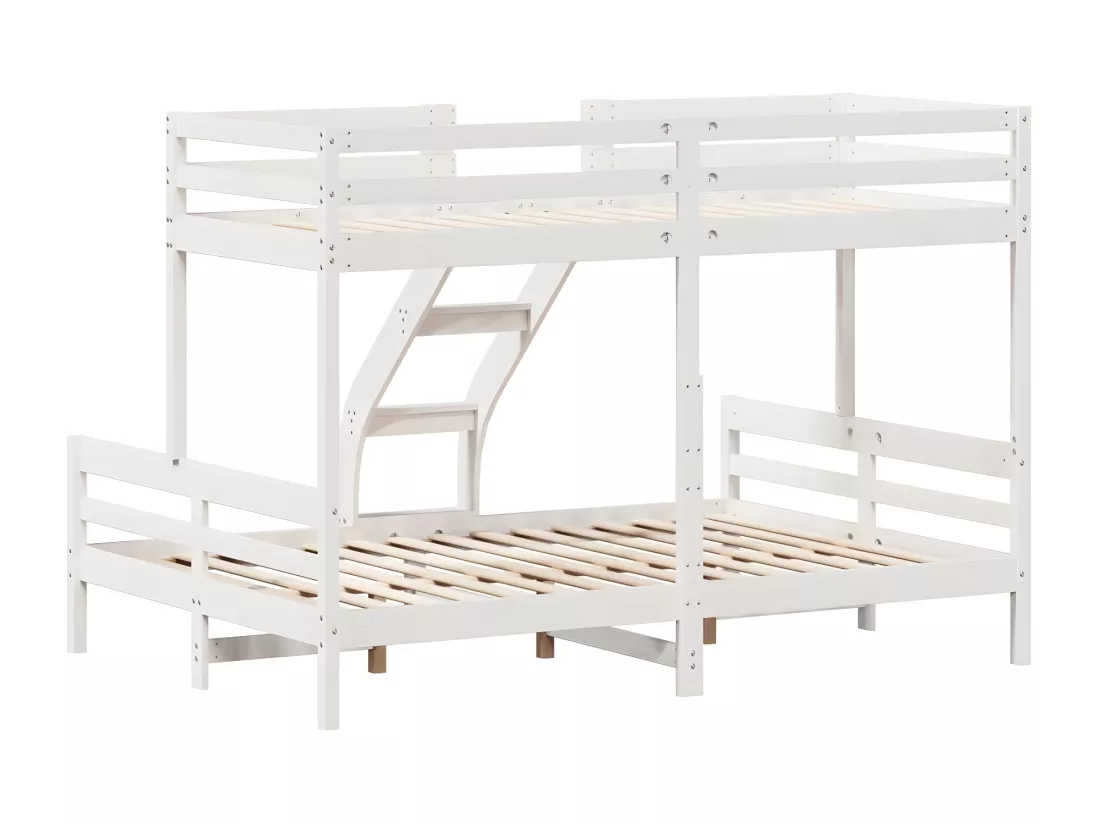 Lit superposé 90x200/140x200 cm blanc bois de pin massif