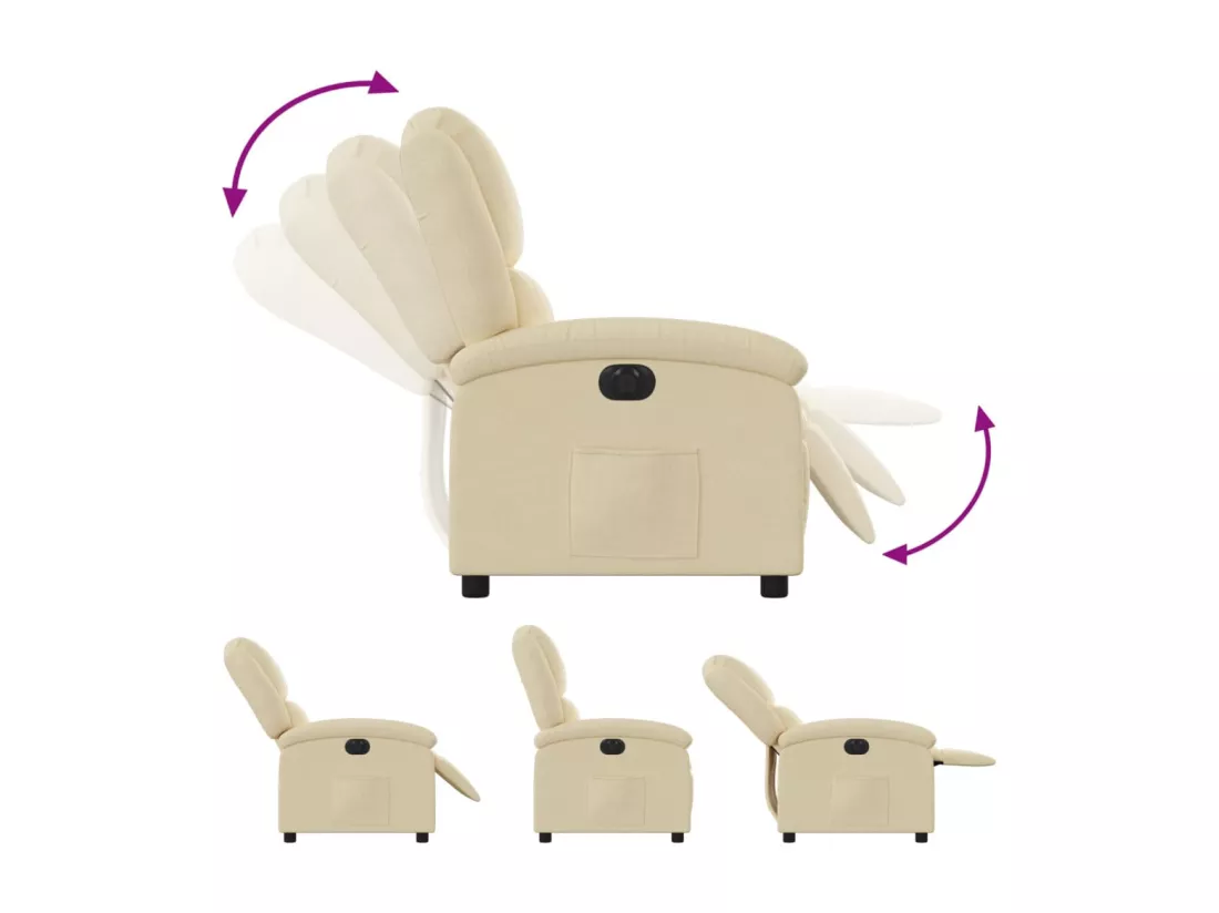 Fauteuil inclinable électrique Crème Tissu