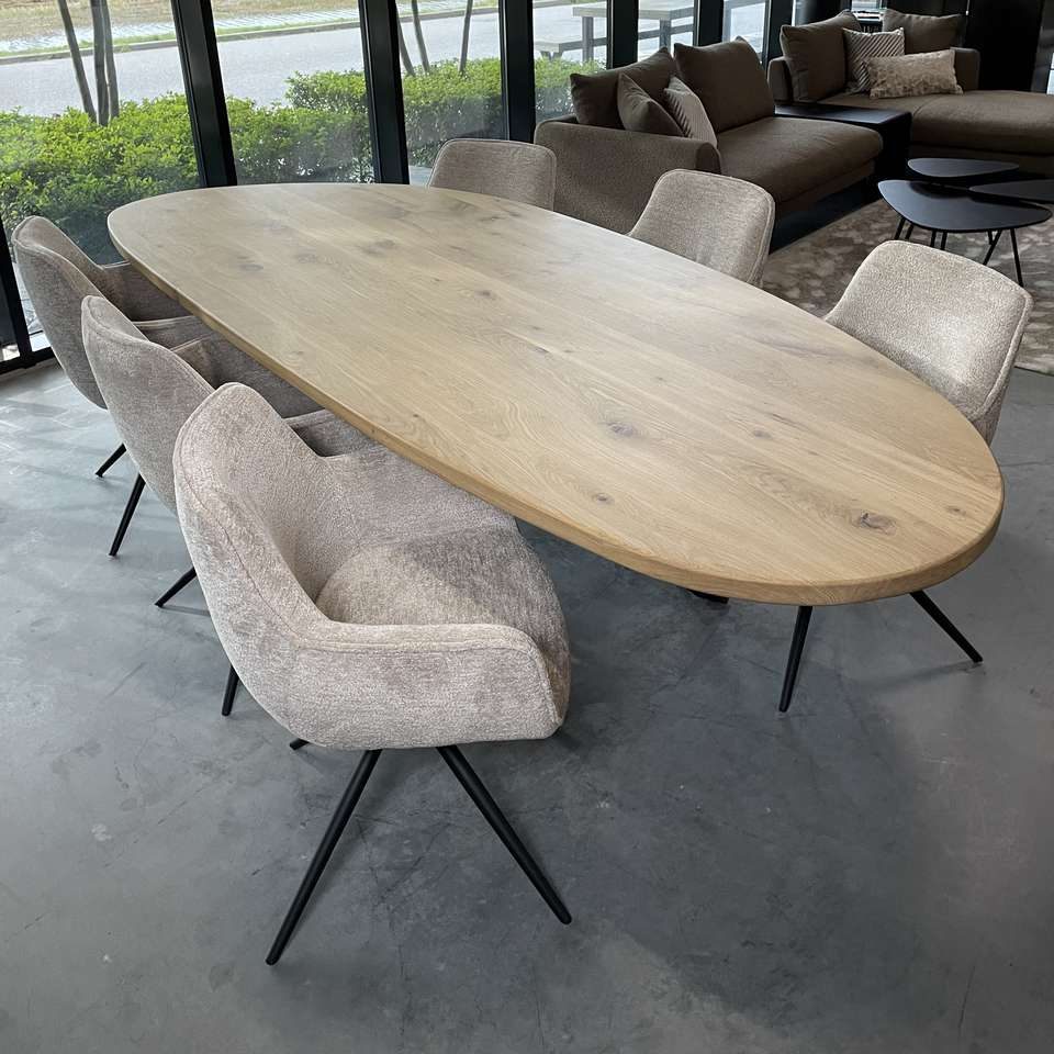 Firma Hout & Staal Eettafel Leaf | Mikado frame | Deer Brown Eettafel Leaf | 280*100cm | Softline | Deer Brown