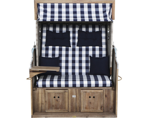 deVries Greenline 135+ strandstoel, stof 743, 130 x 80 cm, half-liggend, blauw