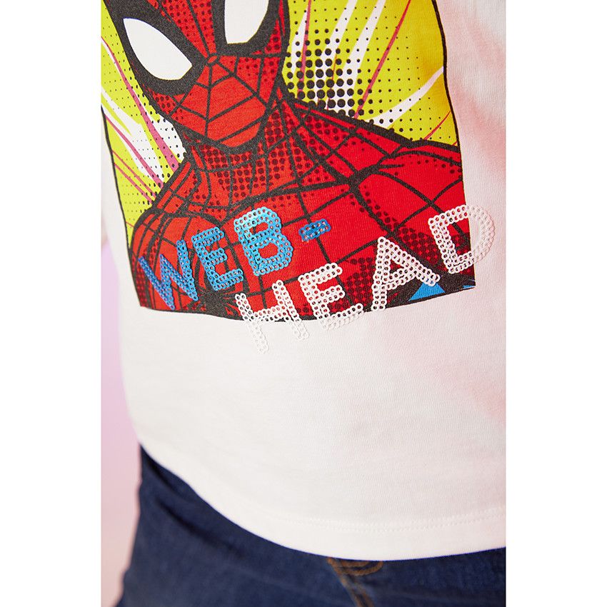 T-shirt manches longues print Spider-Man Marvel pour garçon - Ecru