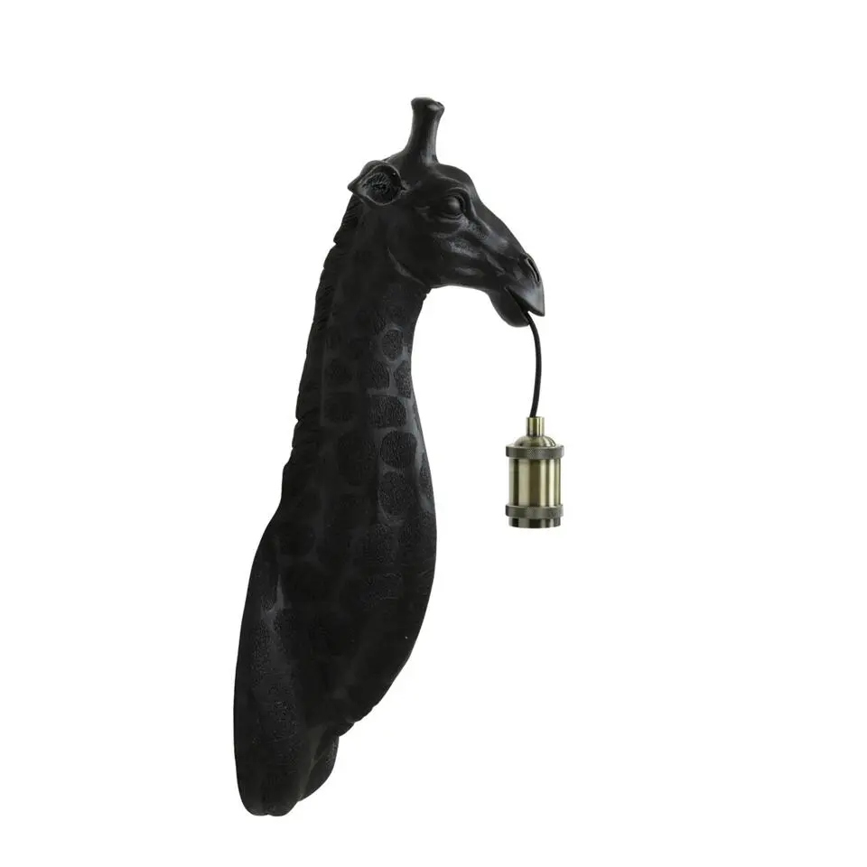Wandlamp Giraffe - Zwart - 20.5x19x61cm