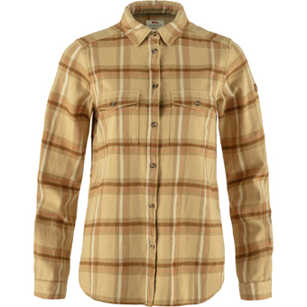 Fjällräven Övik Heavy Flannel Bluse Dune Beige / Buckwheat Brown Damen