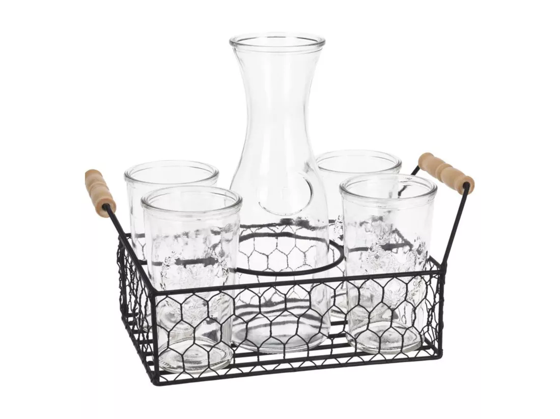 Well Home Coffret 4 verres 450 ml + pichet en verre 1L