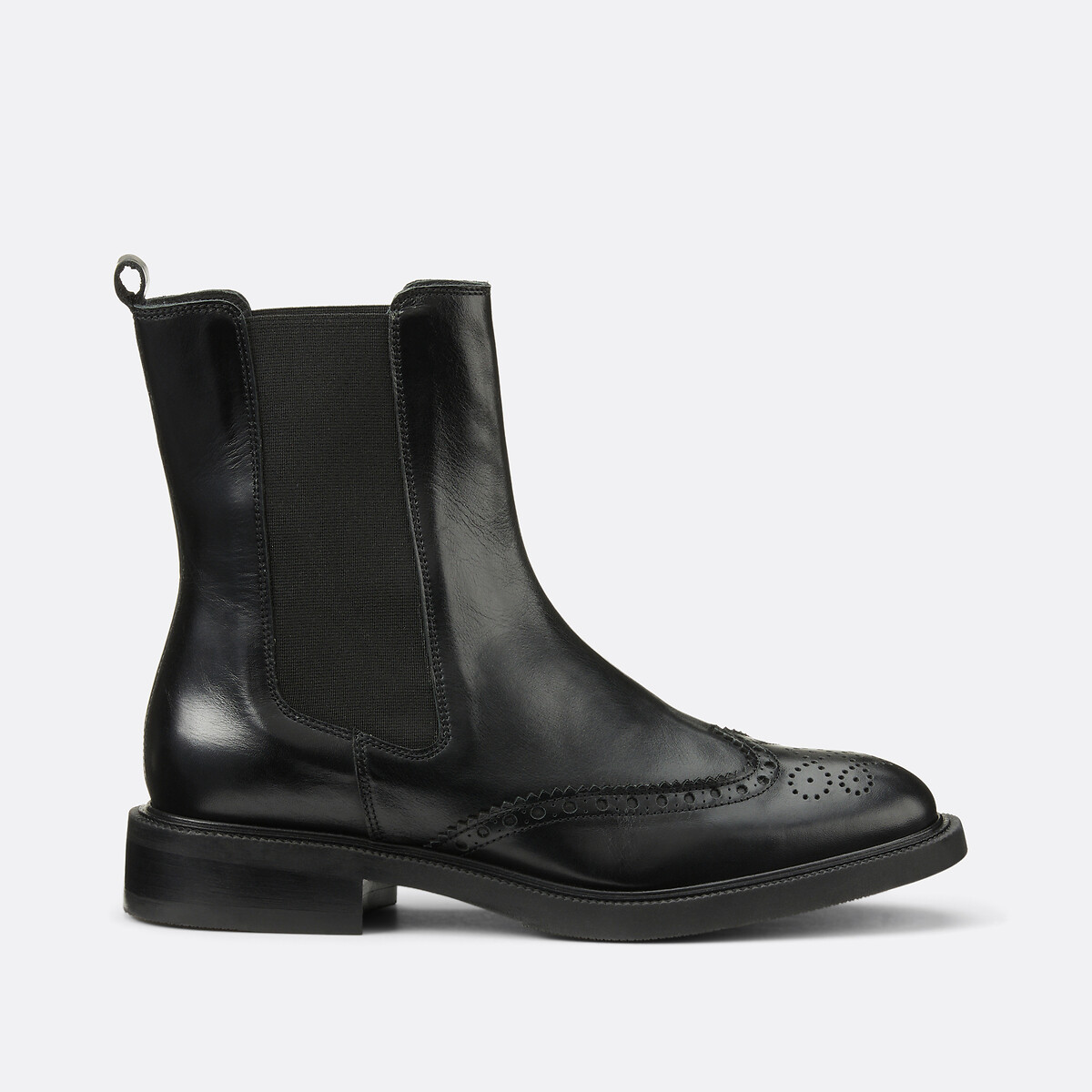 COLEÇÃO LA REDOUTE<br>Botas Chelsea em couro perfurado