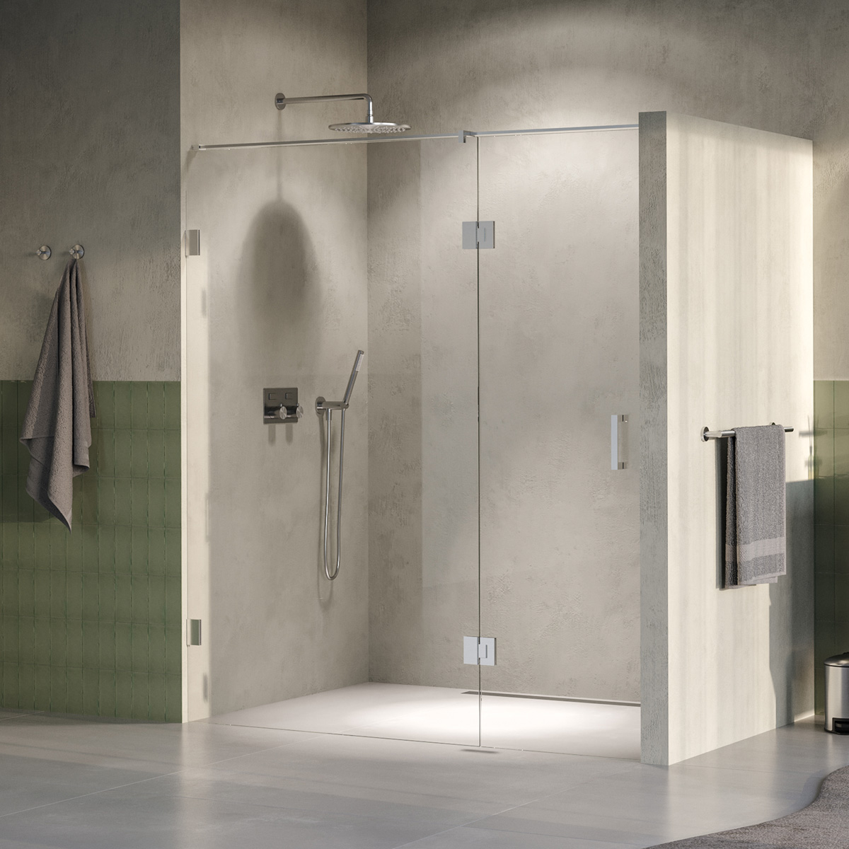 Brauer Void profielloze nisdeur 180cm met draaideur 70cm aan glas RVS geborsteld PVD