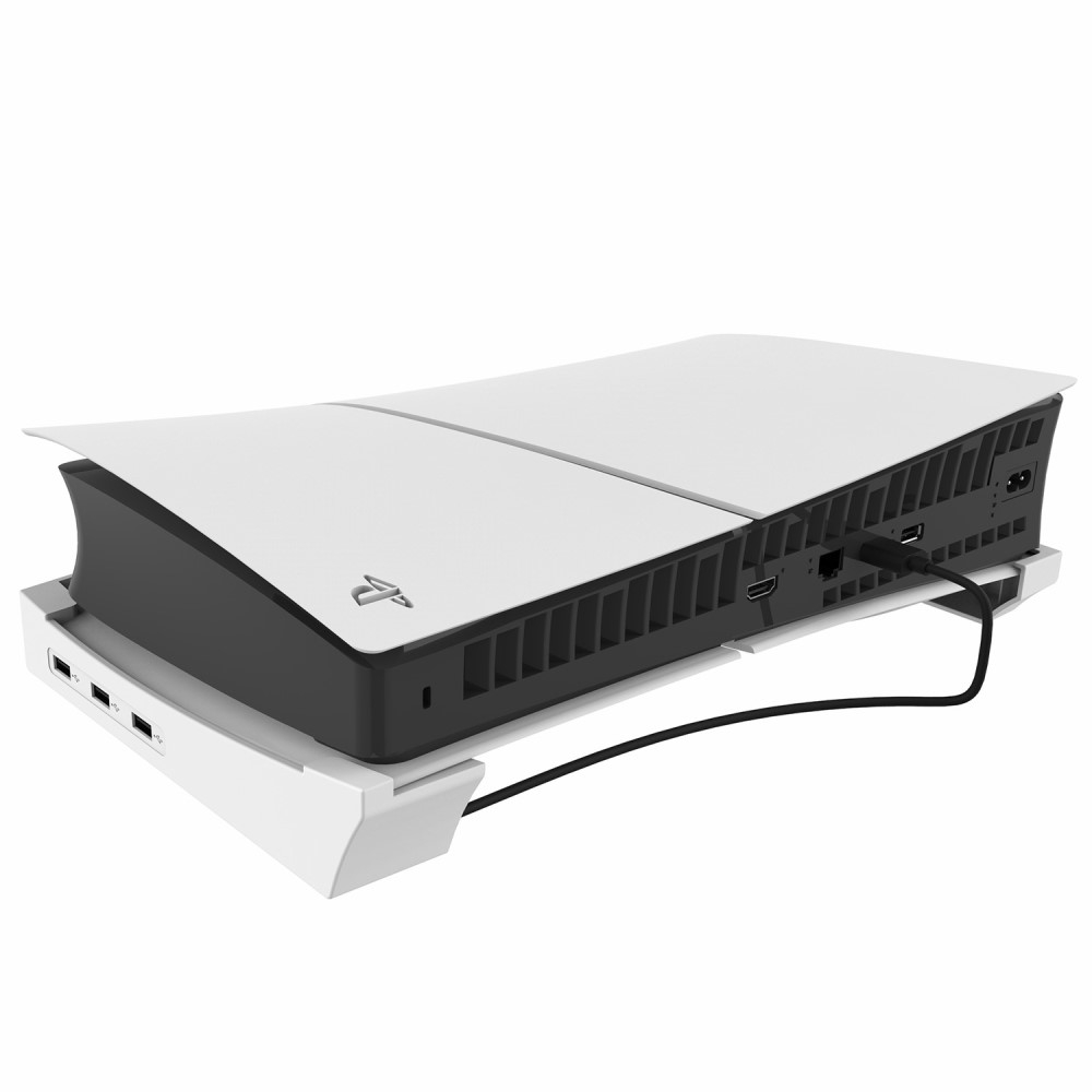 Sony PlayStation PS5 Slim Halterung mit 4x USB A Multiport Erweiterung für die Konsole - Weiss