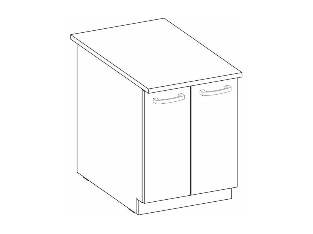 Meuble bas 2 portes battantes - Gris mat - 60 x 51,6 x 85 cm - LASSEN