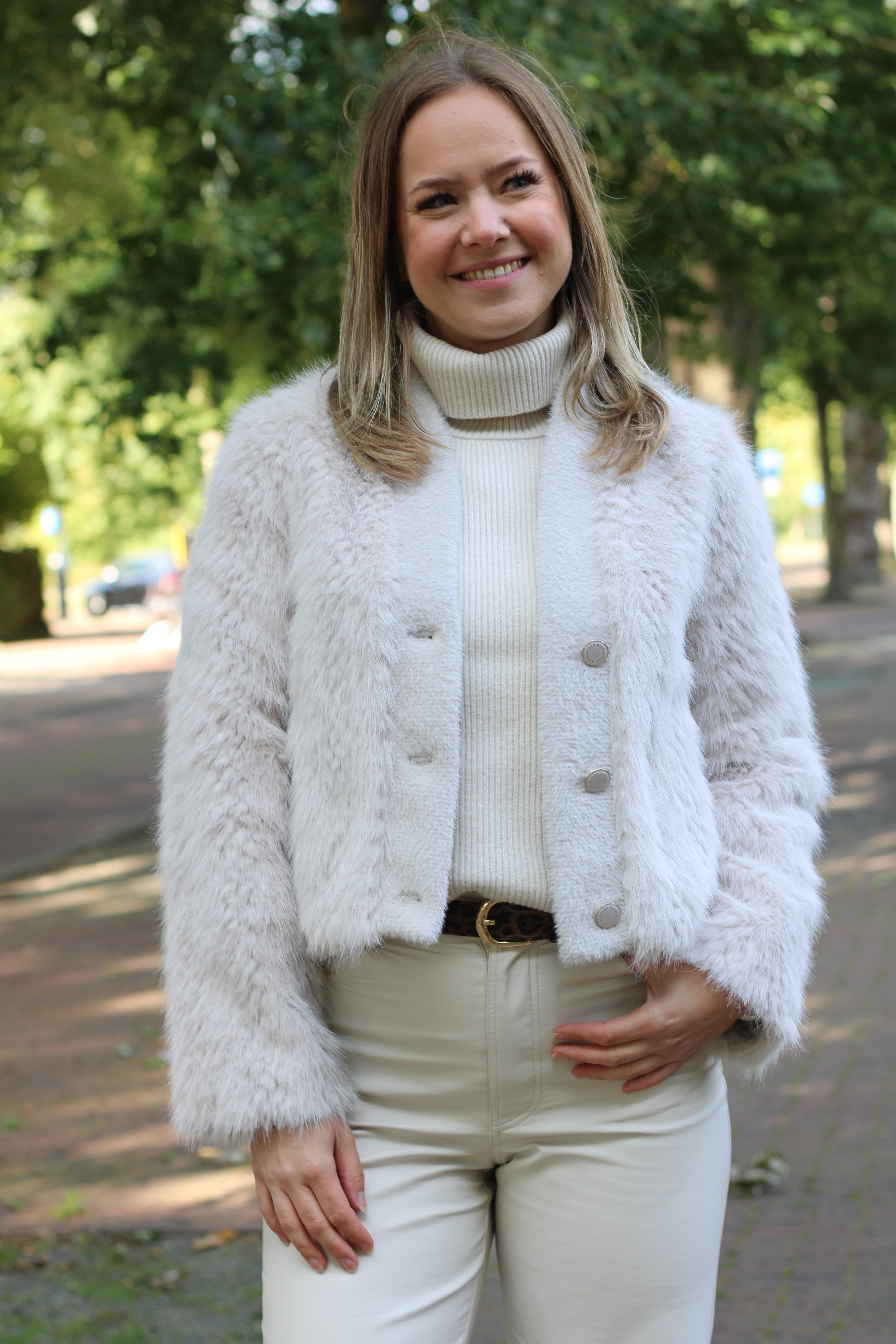 Rino & Pelle - Chaimae Short Faux Fur Jacket - Birch