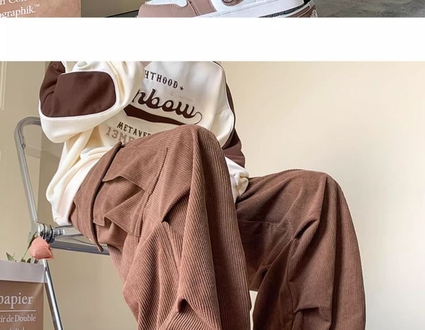 emeisa - Corduroy broek met hoge taille en wijde pijpen