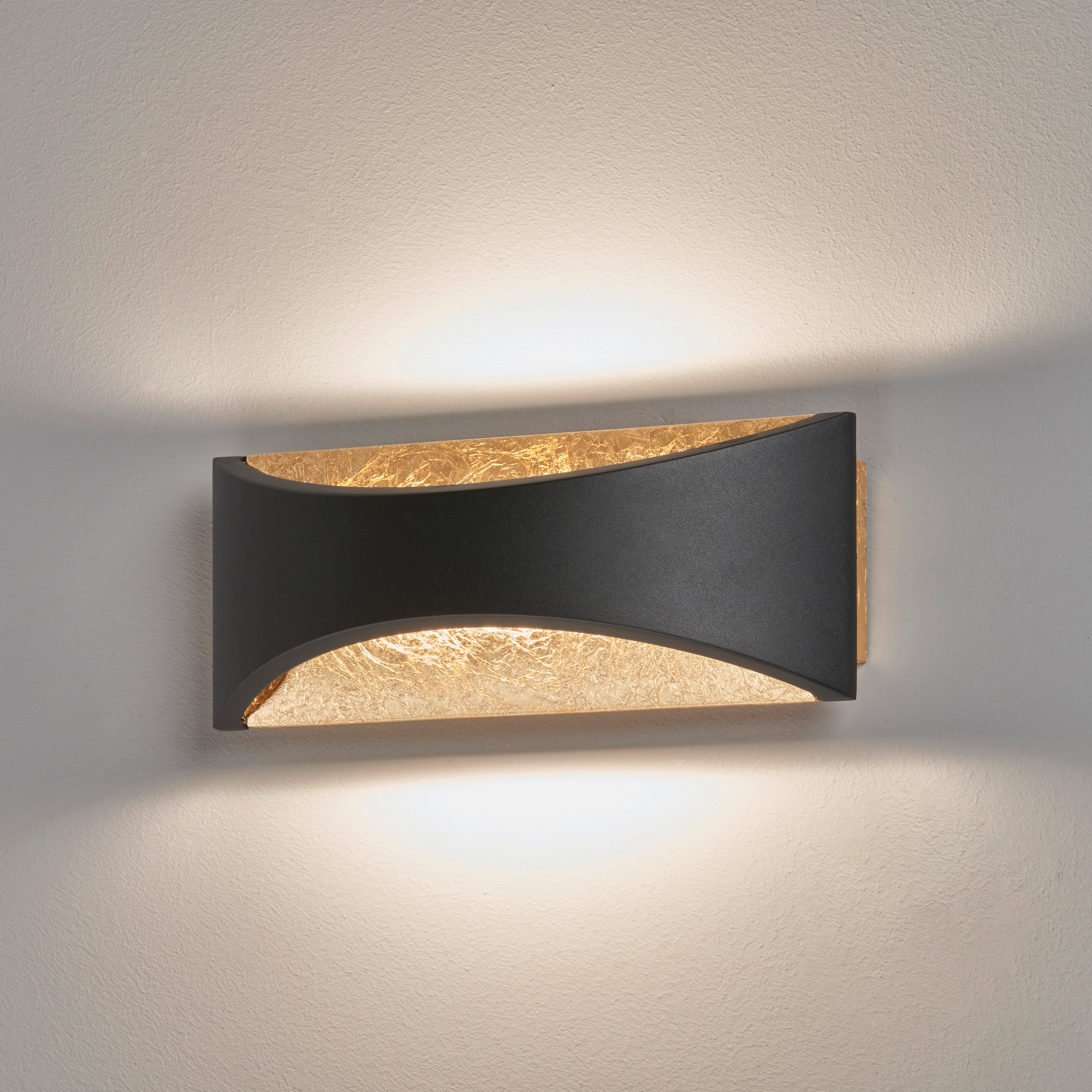 FISCHER & HONSEL LED Wandleuchte RIO 22,5 cm sandschwarz /Blattgoldfarbig