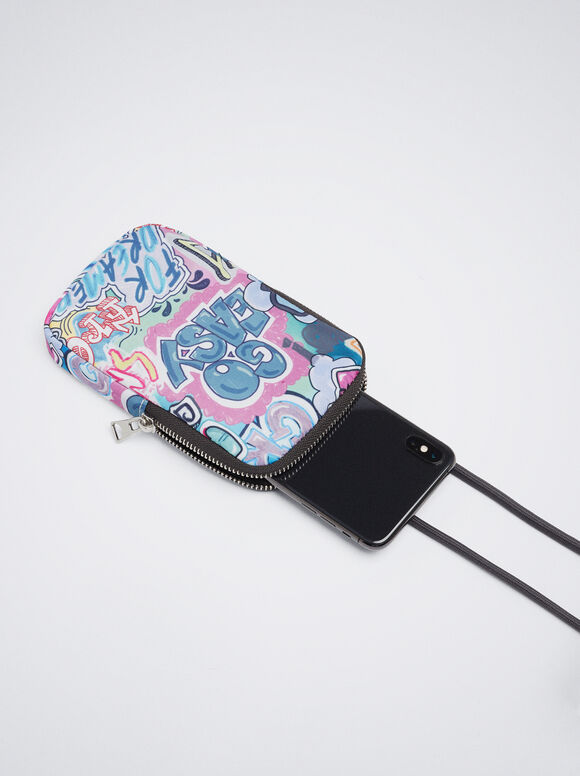 Bolsa de neoprene estampada para celular - Azul