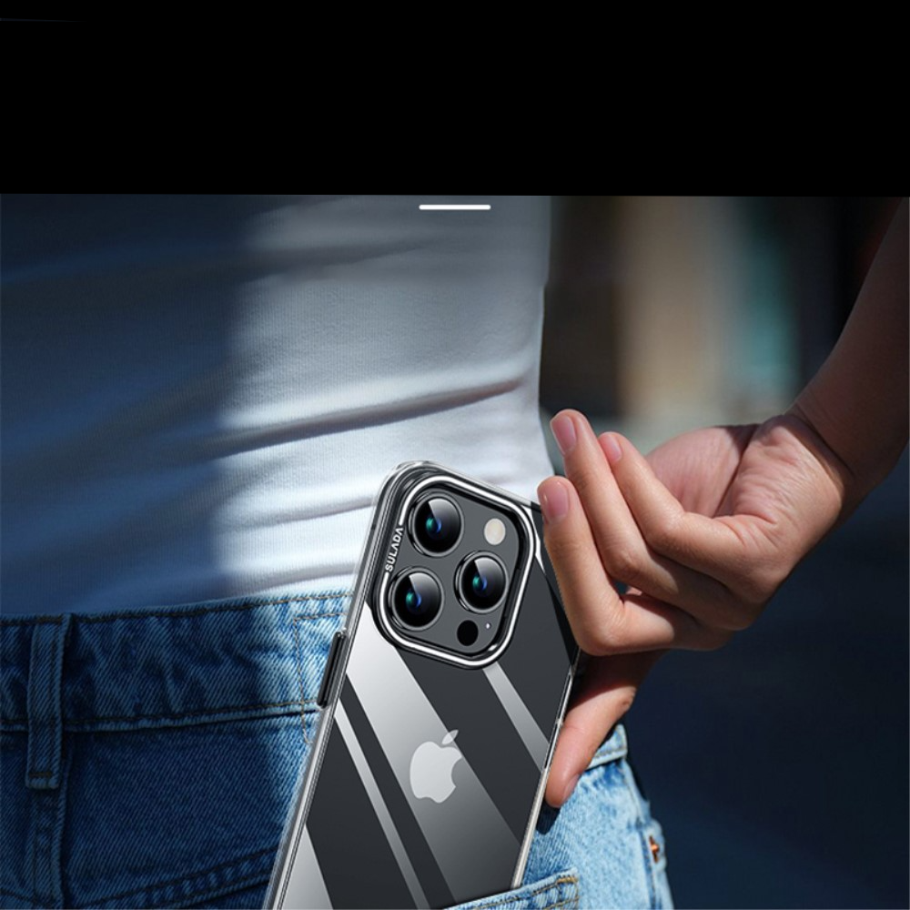 iPhone 15 Pro Max Hardcase Schutzhülle   Kamera Kickstand - Blau / Transparent