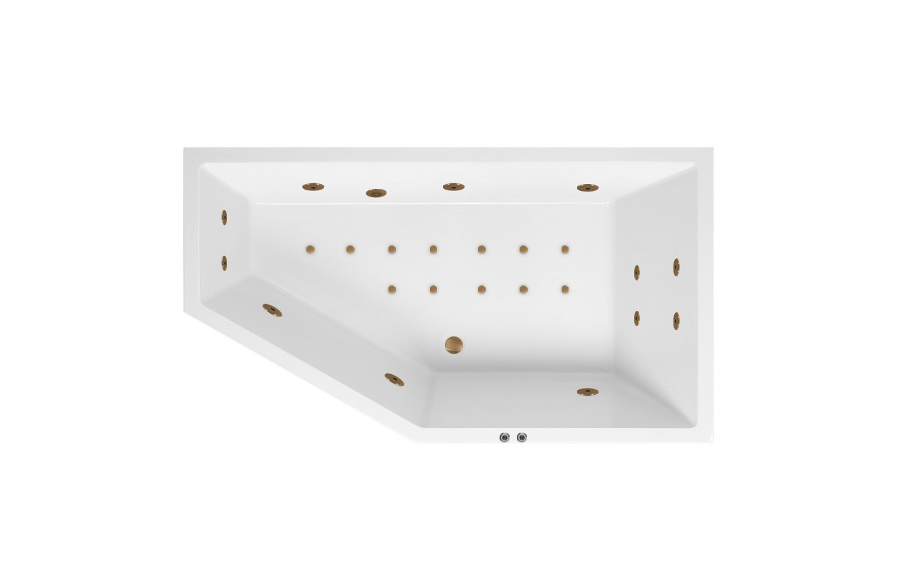 Lambini Designs Florence bubbelbad 160x90cm elektronisch rechts met 6 4 2 hydrojets en 12 aerojets goud