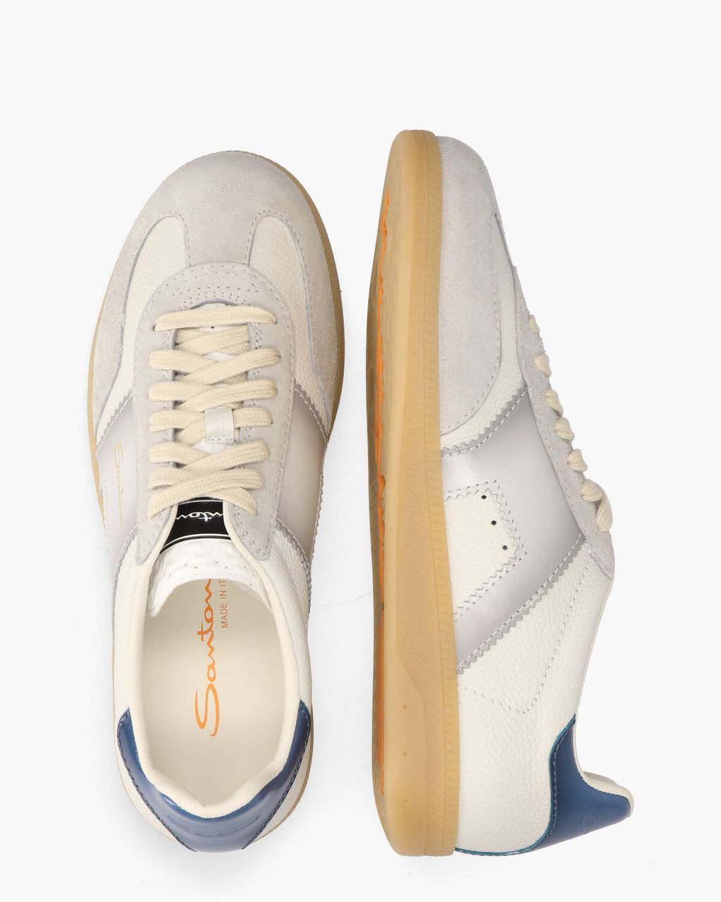 Santoni 21965 Off-White/Lichtgrijs/Blauw Herensneakers