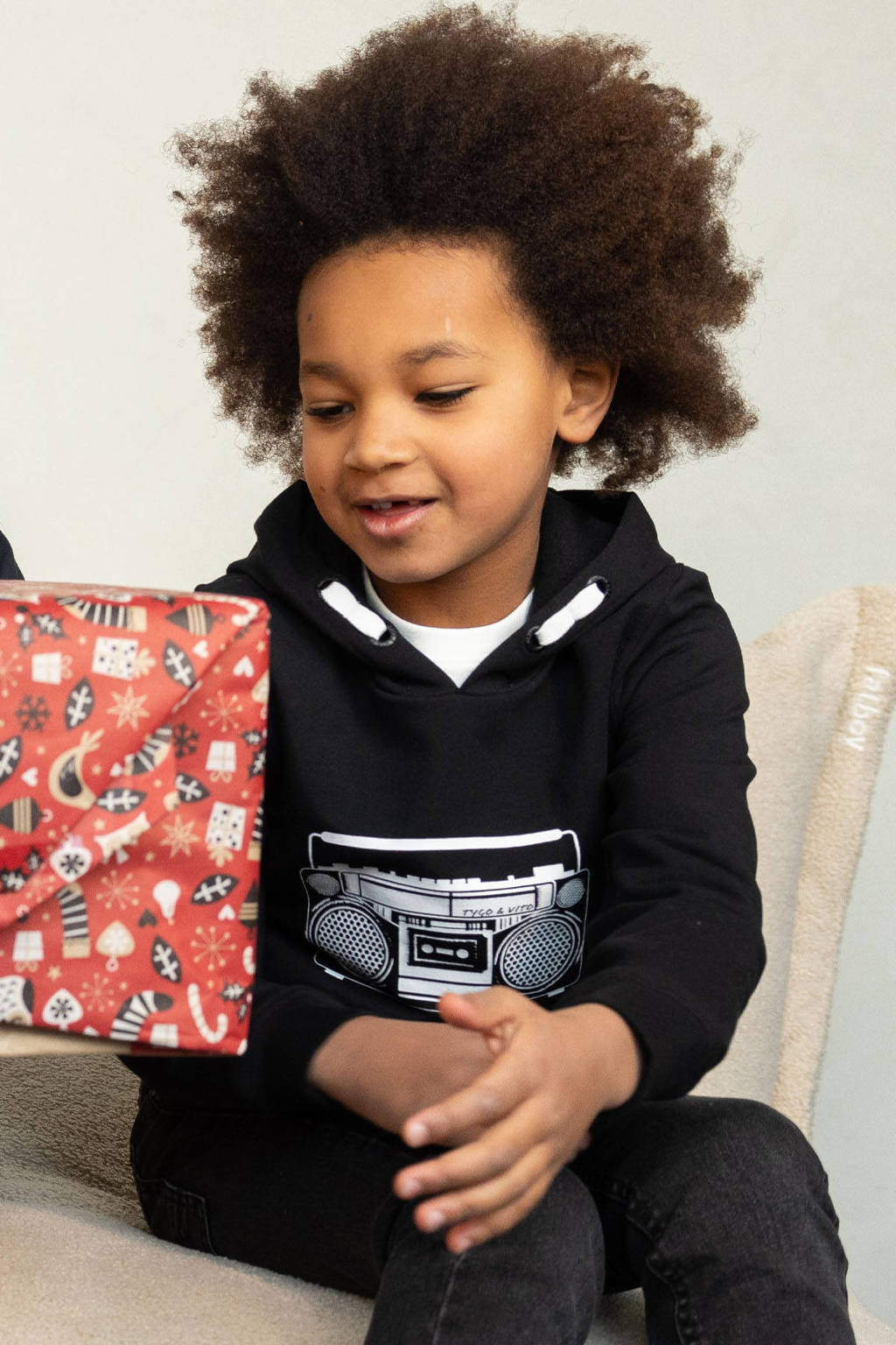 TYGO & vito hoodie Henry met printopdruk zwart