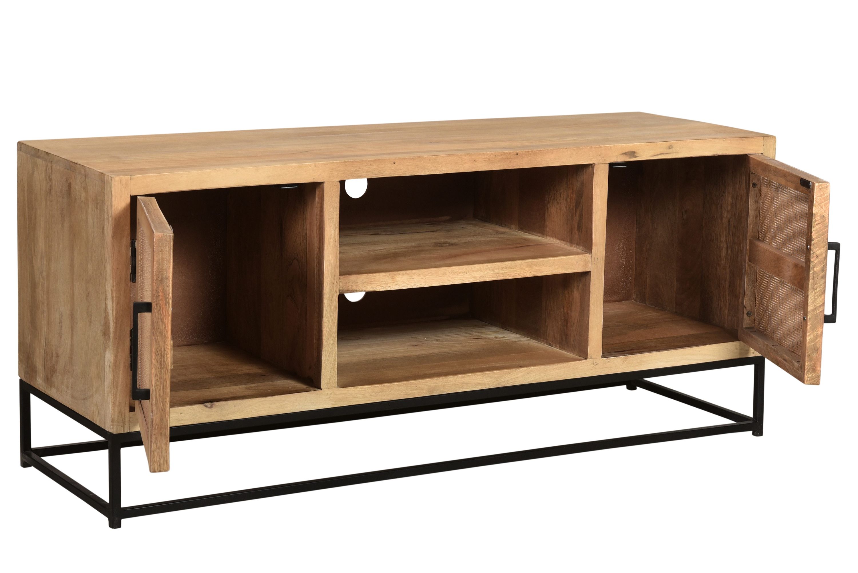 Lowboard Cane Mangoholz Kommode Sideboard TV Fernseher Hifi Wohnzimmer Schrank