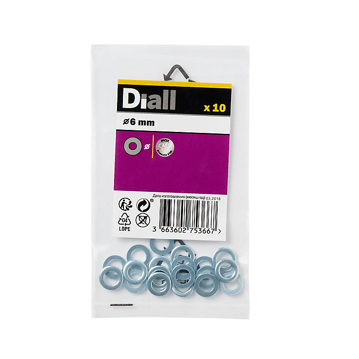 Rondelles plates de taille moyenne en acier inoxydable A2 ø 6mm - 10 pièces