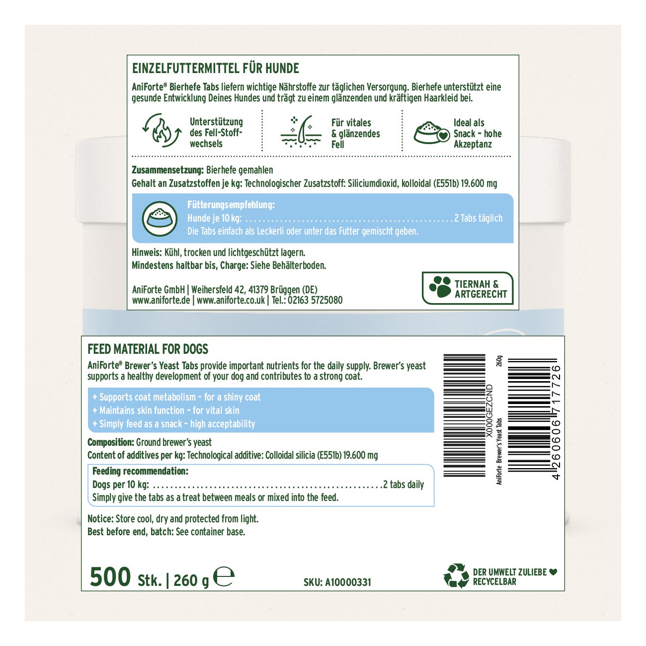 AniForte Bierhefe Tabs 500 Stück (260g)