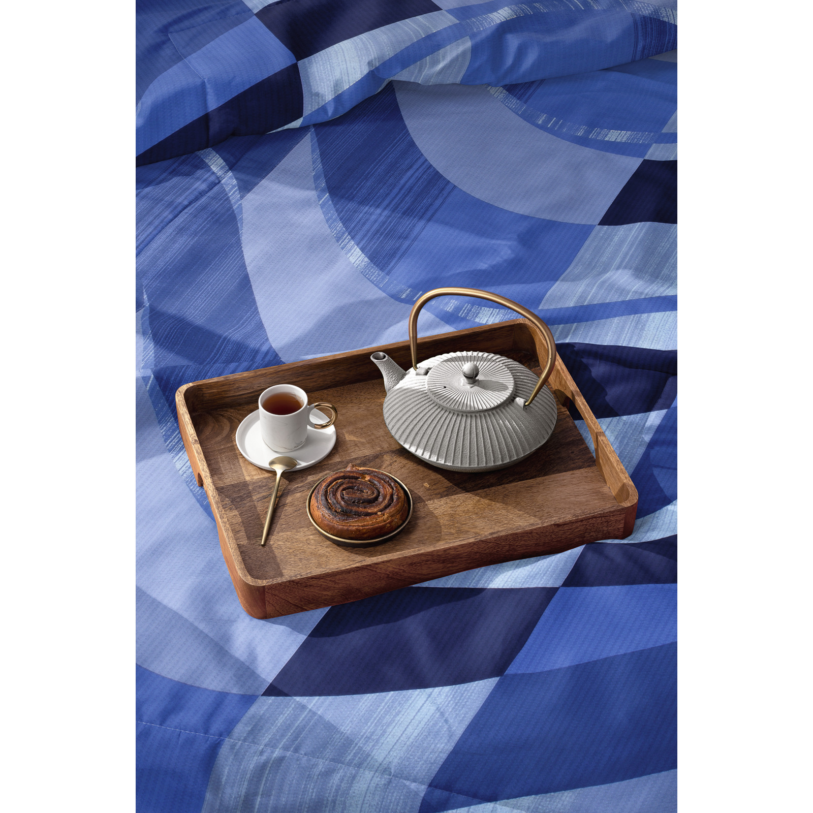 Bettwäsche Seersucker Geometrie navy 50x70 Kissenbezug