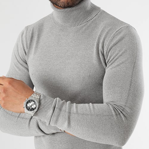 Pull Col Roulé Gris Chiné