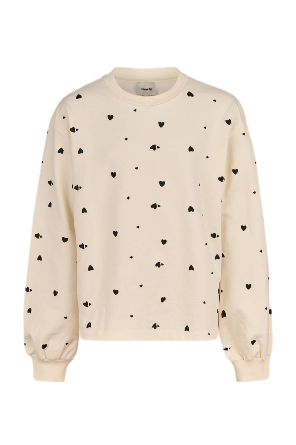 Shoeby sweater met hartjes print offwhite/zwart