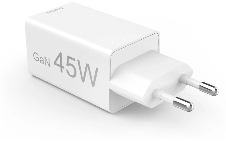 USB-Wandladegerät Gan charger 2x USB-A USB-C 45 W WeissSchnellladegerät mit 1x USB-C und 2x USB-A