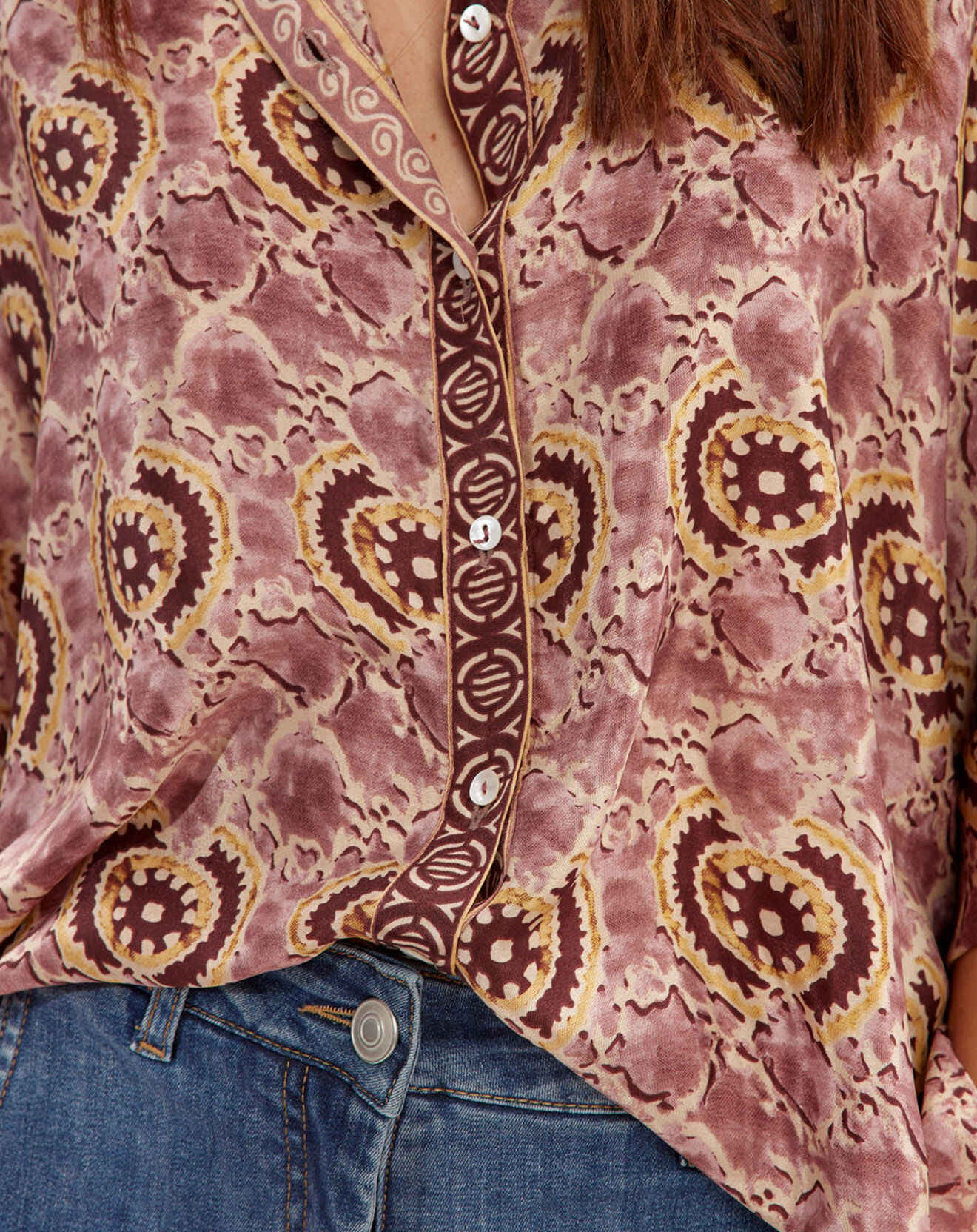 Lauren Vidal Blouse en Soie mélangée Soon imprimé toscan rose