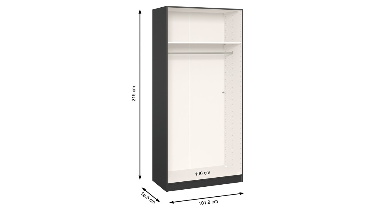 Draaideurkast Compact met hout- en spiegeldeuren zwart/wit