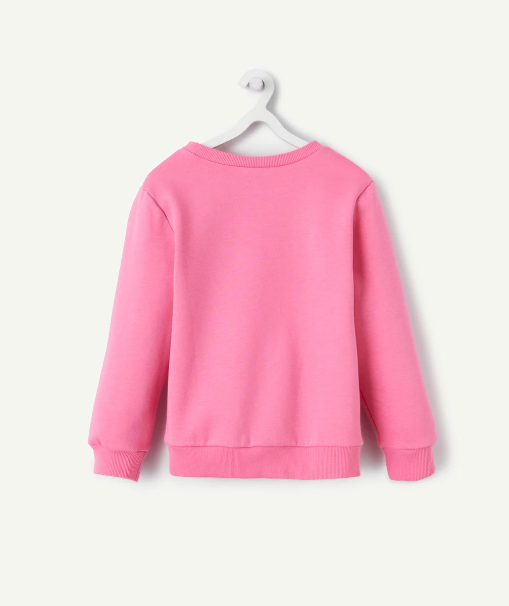 SWEAT MANCHES LONGUES FILLE EN FIBRES RECYCLÉES ROSE AVEC BRODERIES SMILE DORÉES