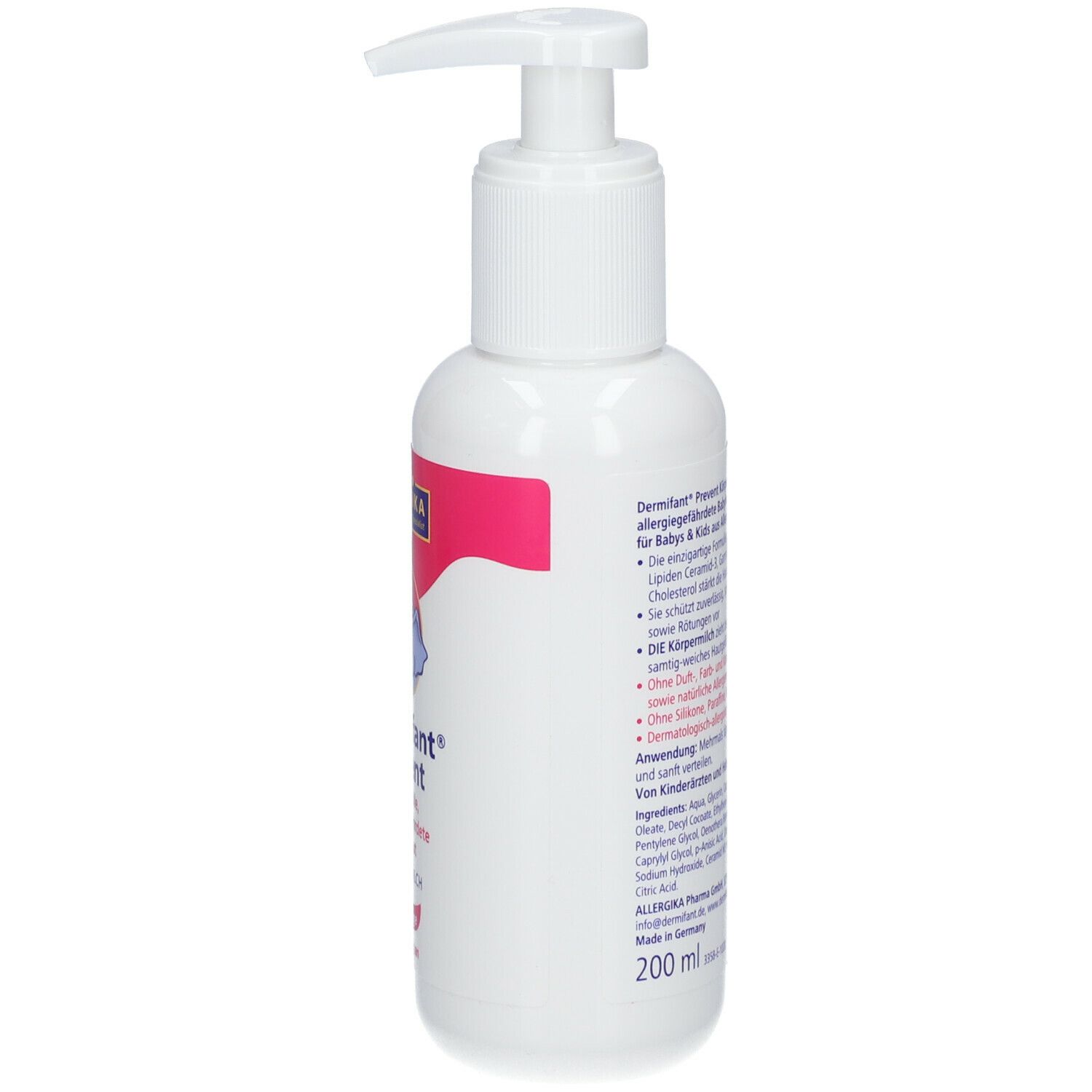 Dermifant® Prevent Körpermilch - Körpermilch für sensible, allergie-gefährdete Babyhaut, speziell entwickelt für Babys & Kids aus Allergiker-Familien. Zieht schnell ein.
