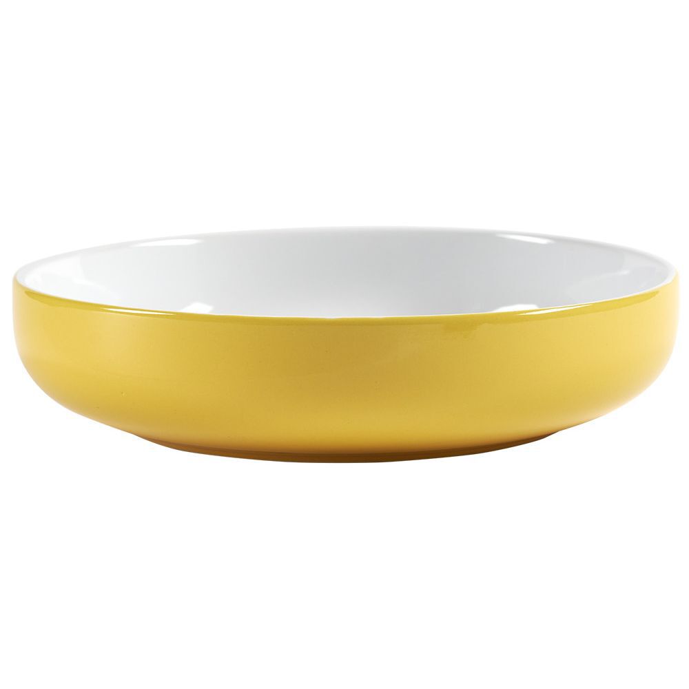 Saladier faïence bicolore jaune et blanc Ø25xH6cm