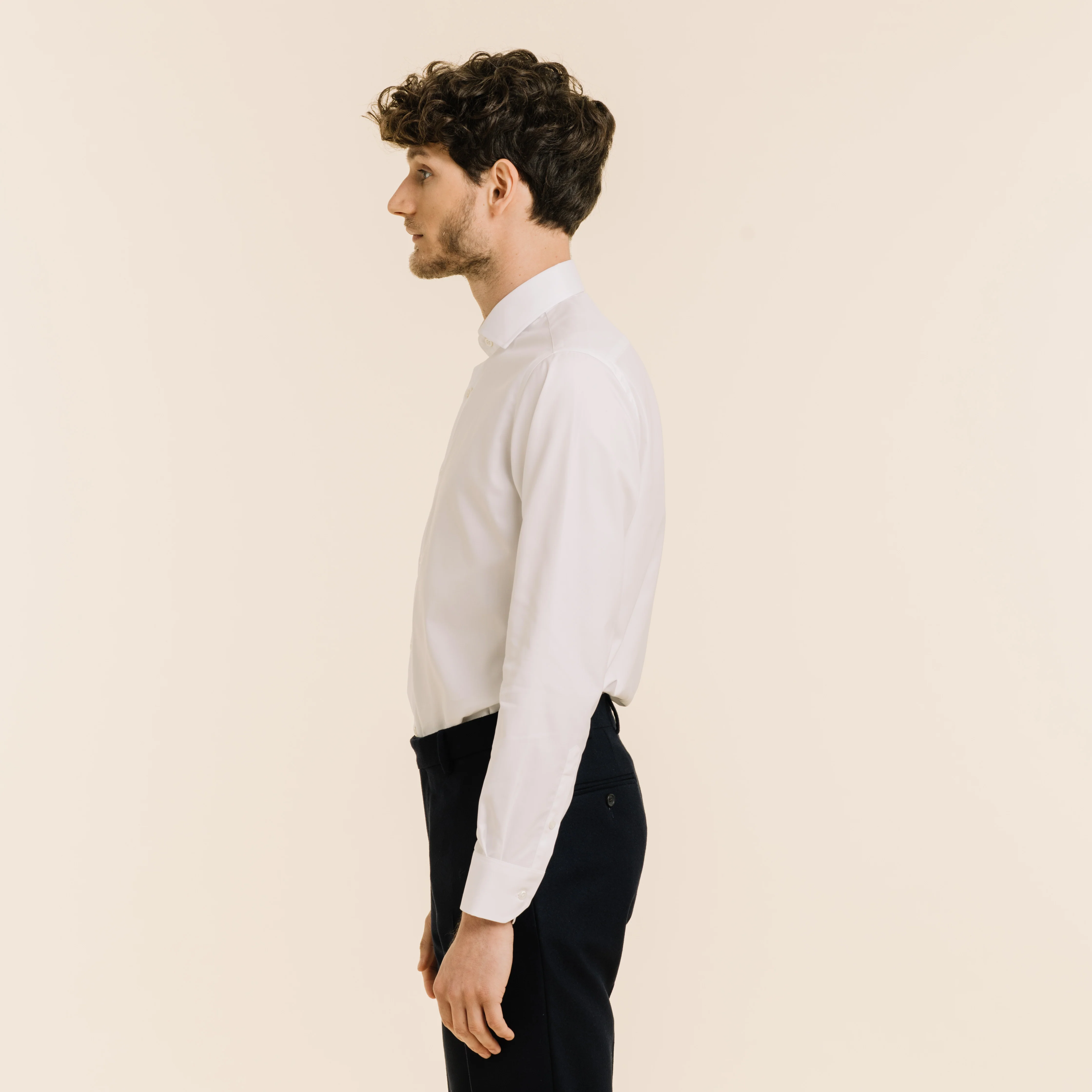 Premium white double-twisted twill shirt