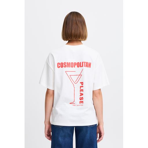 Ichi Bexi T-shirt, Cloud Dancer/Racing Red, M