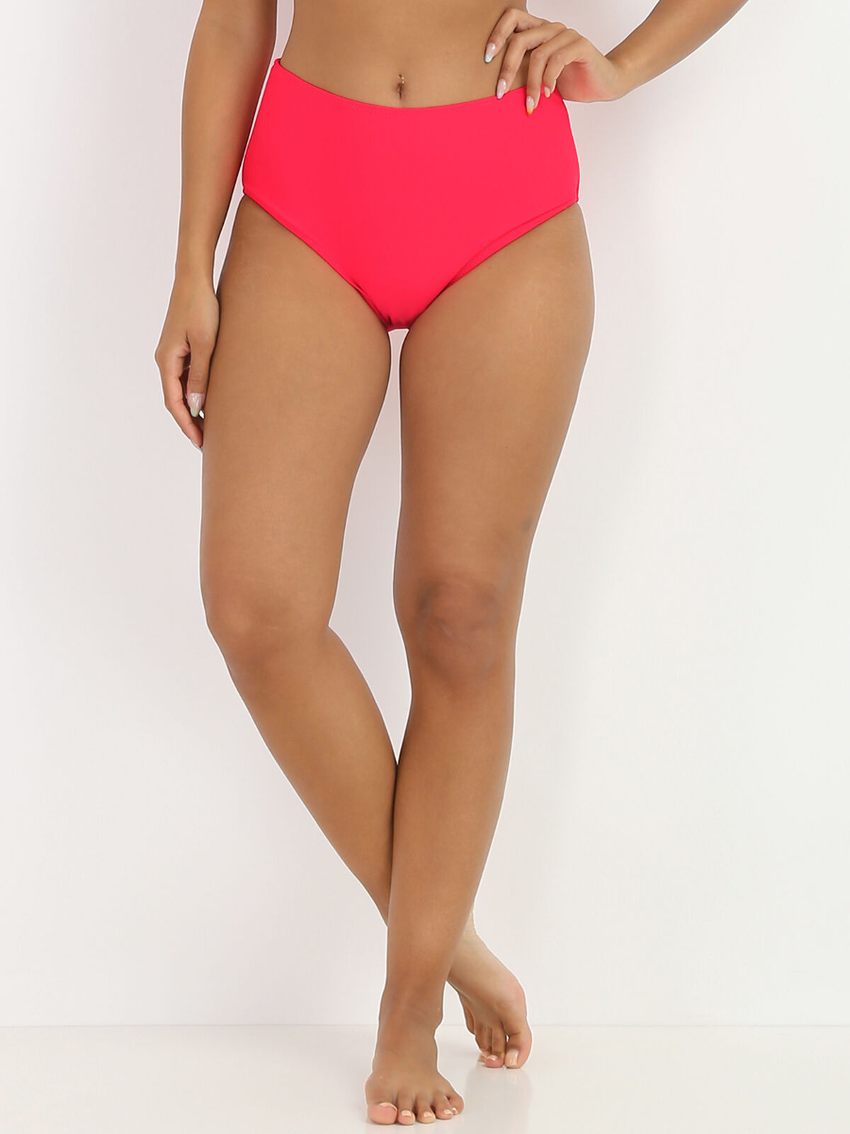 Bas de bikini taille haute- Fuchsia