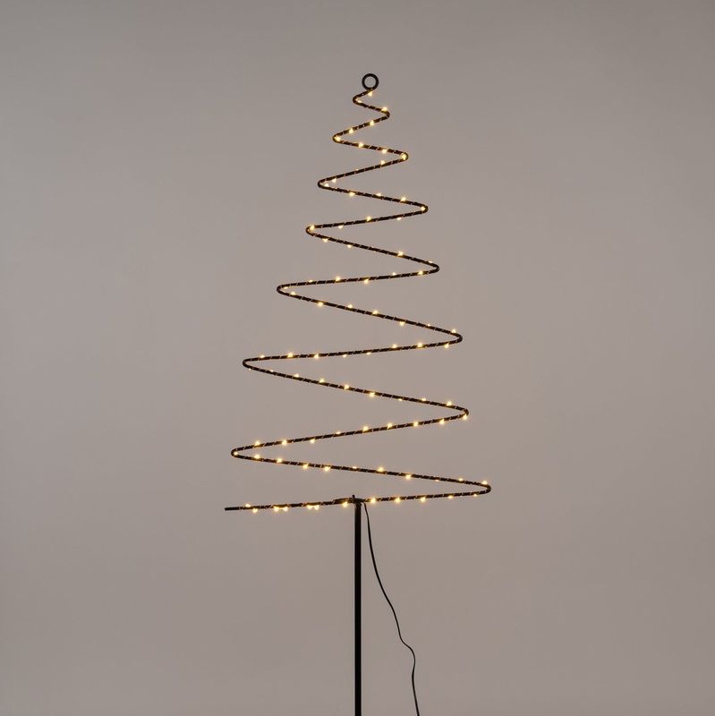 Anna's Collection - Tuinsteker - Zwart - Kerstboom met Verlichting - 33 x 103 cm