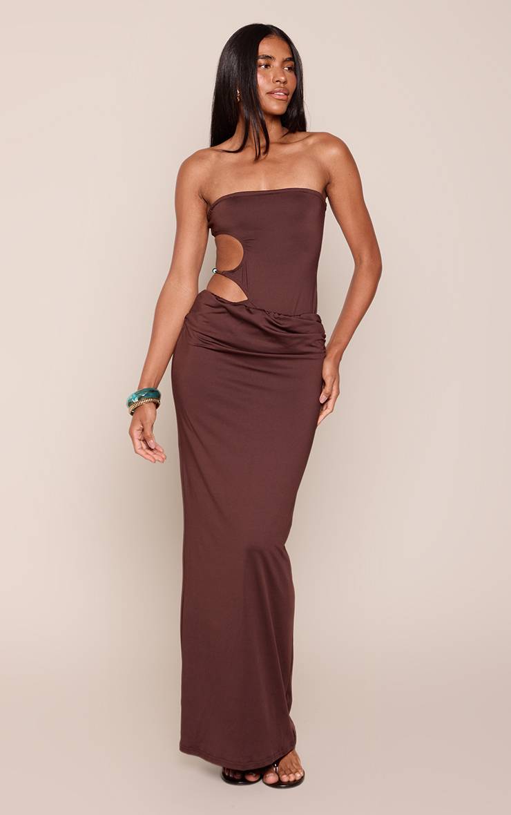 Chocolat Jupe Longue Asymétrique Toucher Doux Co-ord