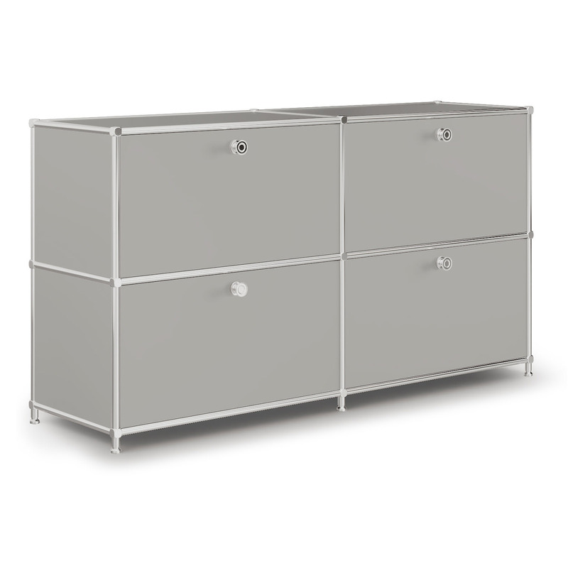 Sideboard VEROM, 2 Schubladen, 2 Klapptüren, hellgrau