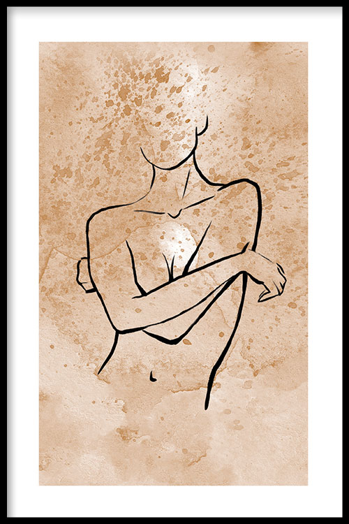 Walljar poster ingelijst - Feminine Line Art Poster ingelijst - 50 x 70 cm