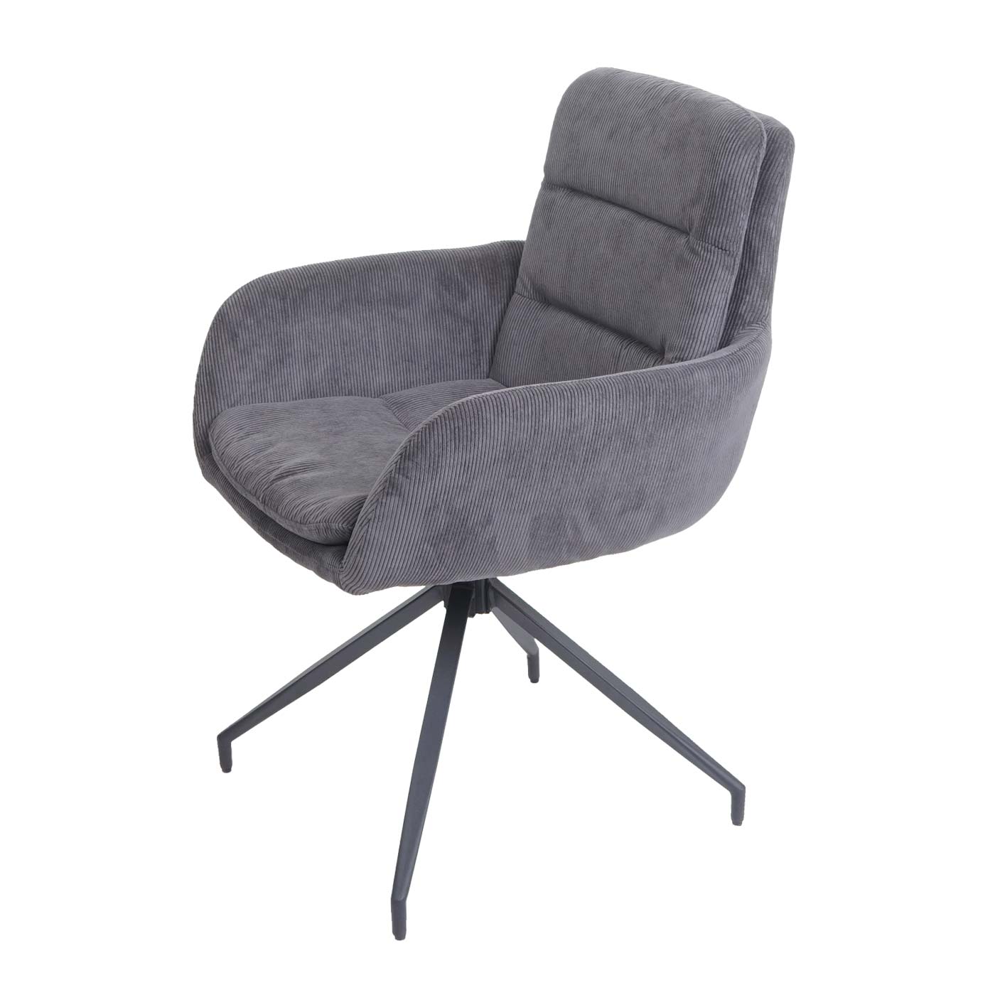 6er-Set Esszimmerstuhl MCW-K32, Küchenstuhl Lehnstuhl Stuhl, drehbar Auto-Position, Stoff/Textil MVG ~ Cord grau