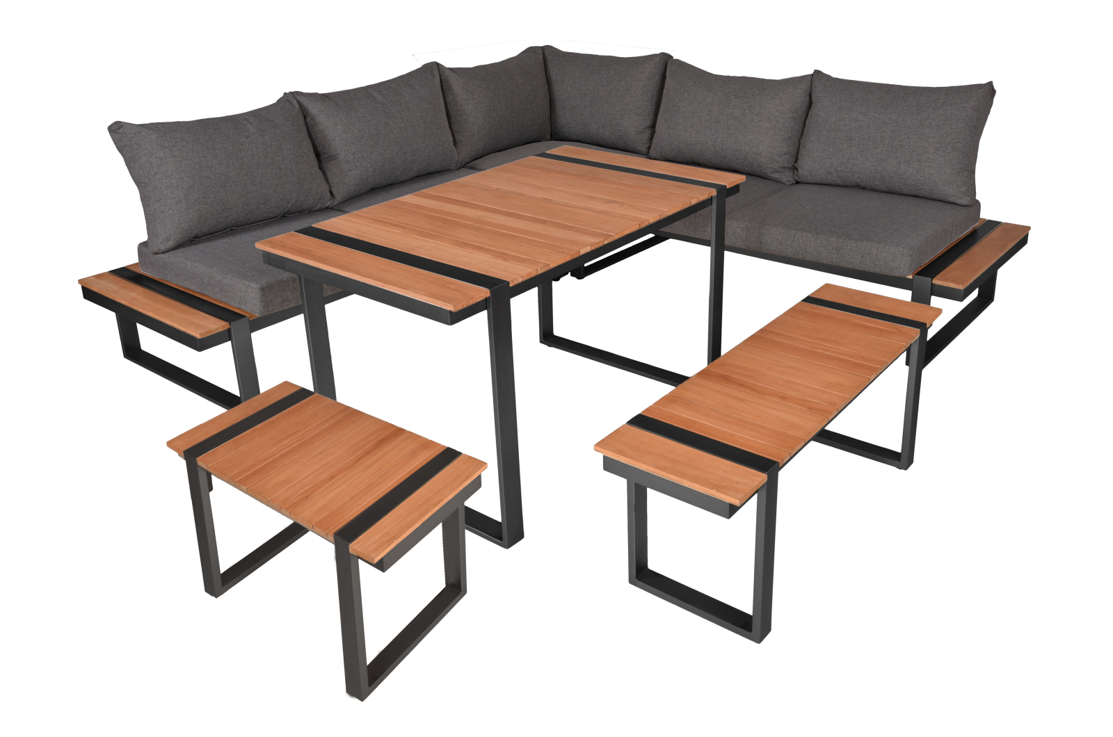 Lounge-Eckgruppe BELMIRA - grau-schwarz - Polywood