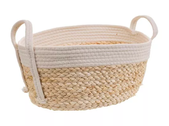 Panier blanc en corde tressée 40x30x18h