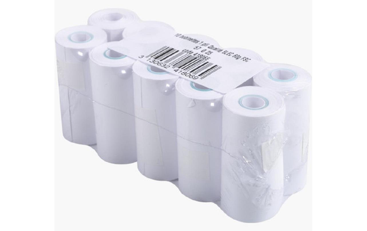 Papierrolle 57 mm Extra Weiss, 10 StückAdditions-, und Kassenrollen
