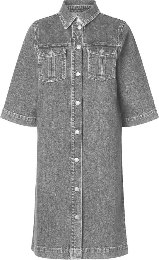 Selected Femme SLFKAYA SS MIDI DENIM DRESS Grå