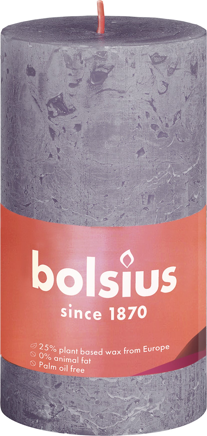Bolsius stompkaars Rustiek Shine paars 30 uur D 5 H 10 cm