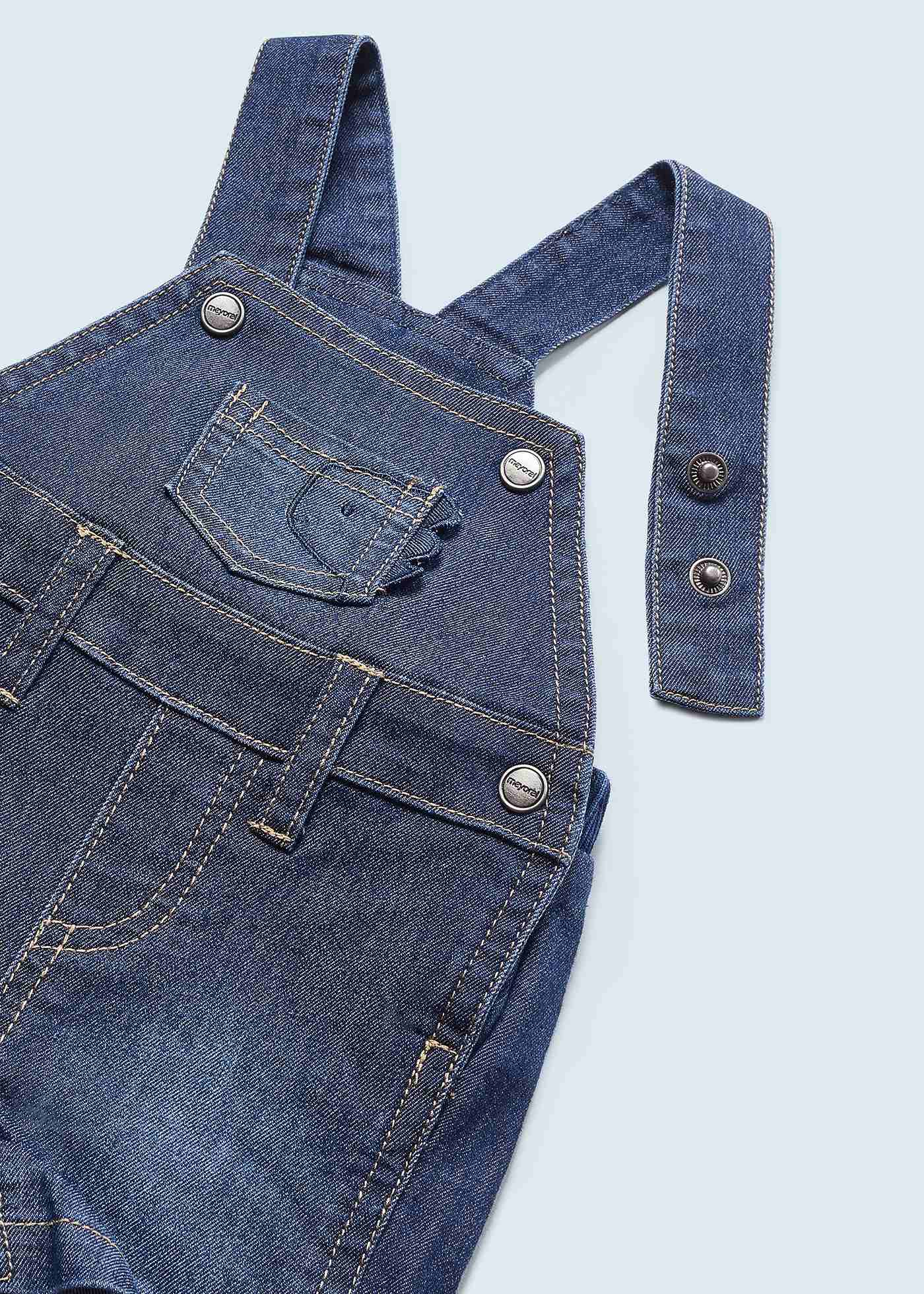 Jardineira jeans com camiseta de algodão para recém-nascido