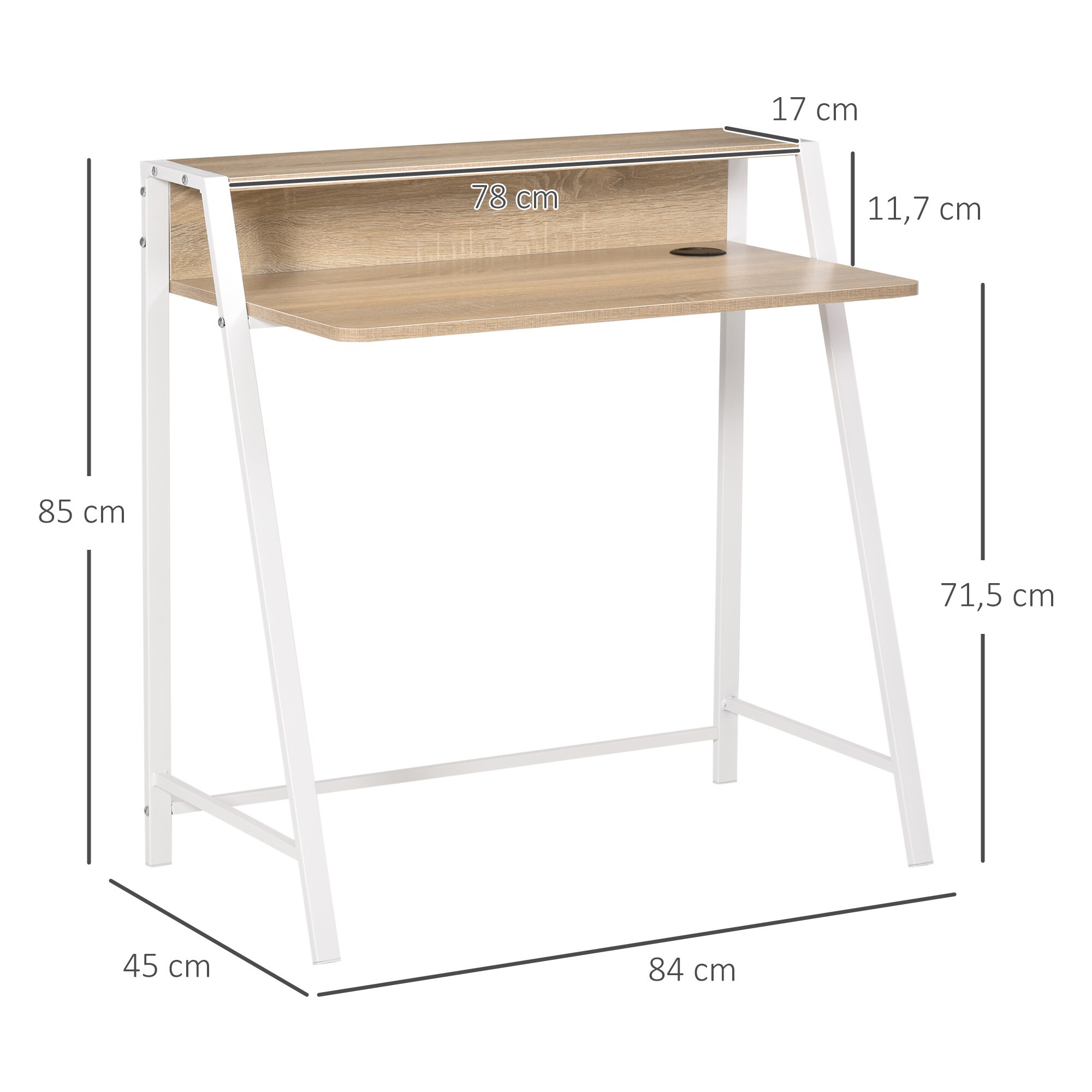 HOMCOM Schreibtisch in Walnuss-Optik 84 x 45 x 85 cm (LxBxH)