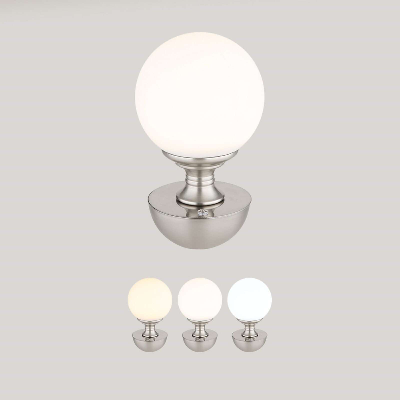 LED-Tischleuchte - Nickel matt - opal - 21 cm